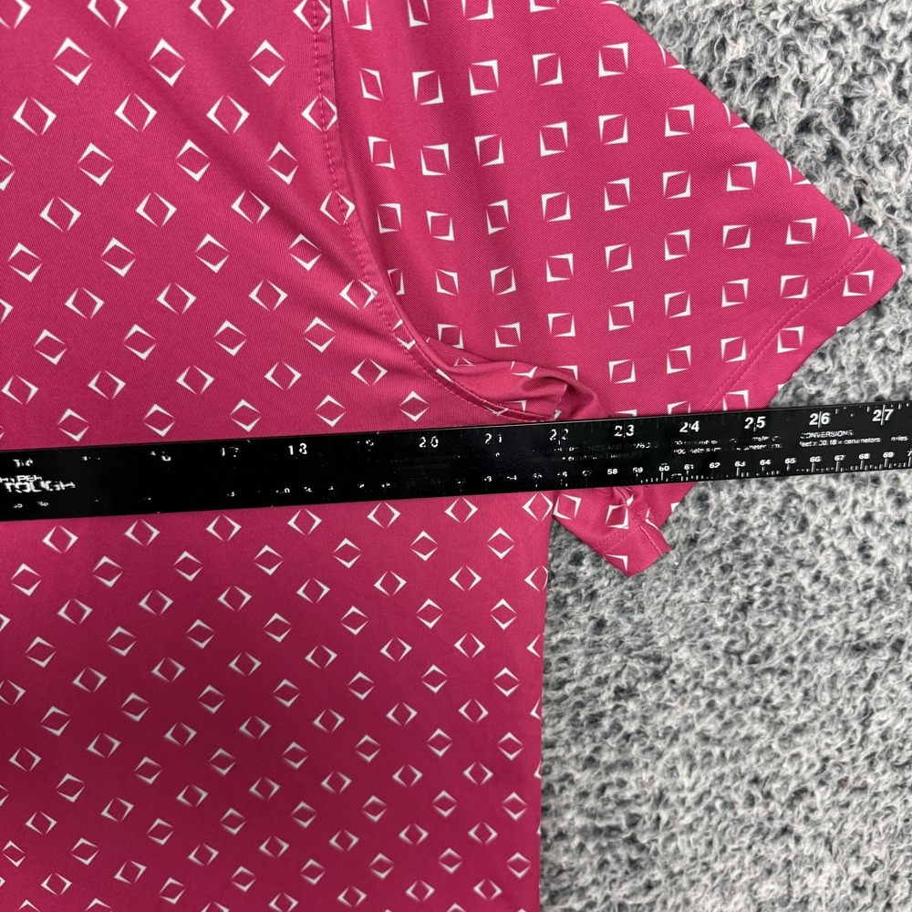 Greyson Shirt Mens Medium Pink Geometric Print Golf Polo Contrast Collar Logo - Picture 8 of 10